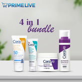 CeraVe Complete Skincare Combo Kit with SPF 50 Sunscreen, Acne Cleanser, Retinol Serum & Night Cream